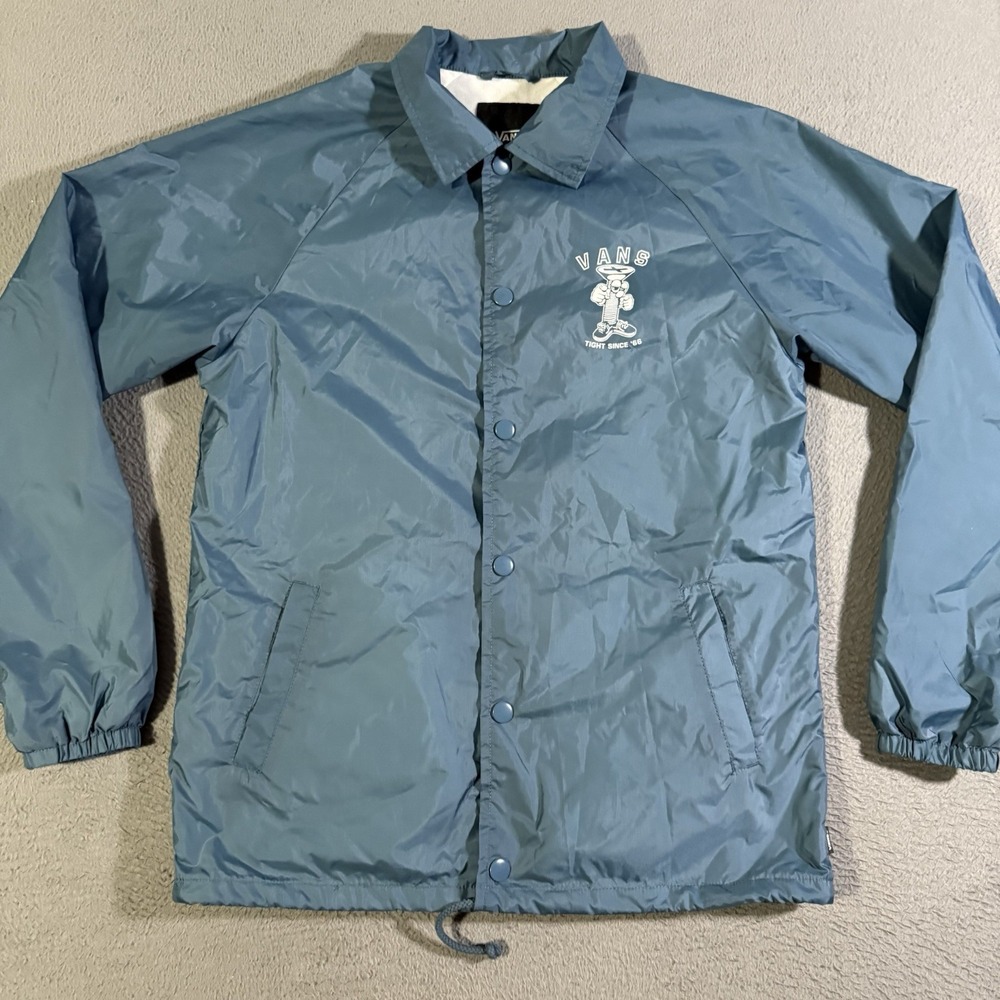 VANS Nylon Snap Button Windbreaker Jacket‎ S Blue Tight Since 66 Screw Mascot
